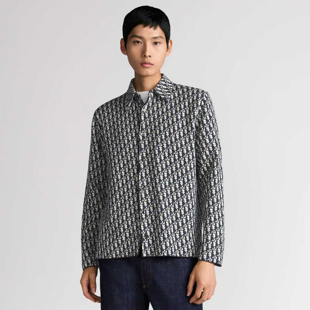 Dior Men's Spring/Autumn Solid Color Letter Print Single Button Long Sleeve Shirt #77922