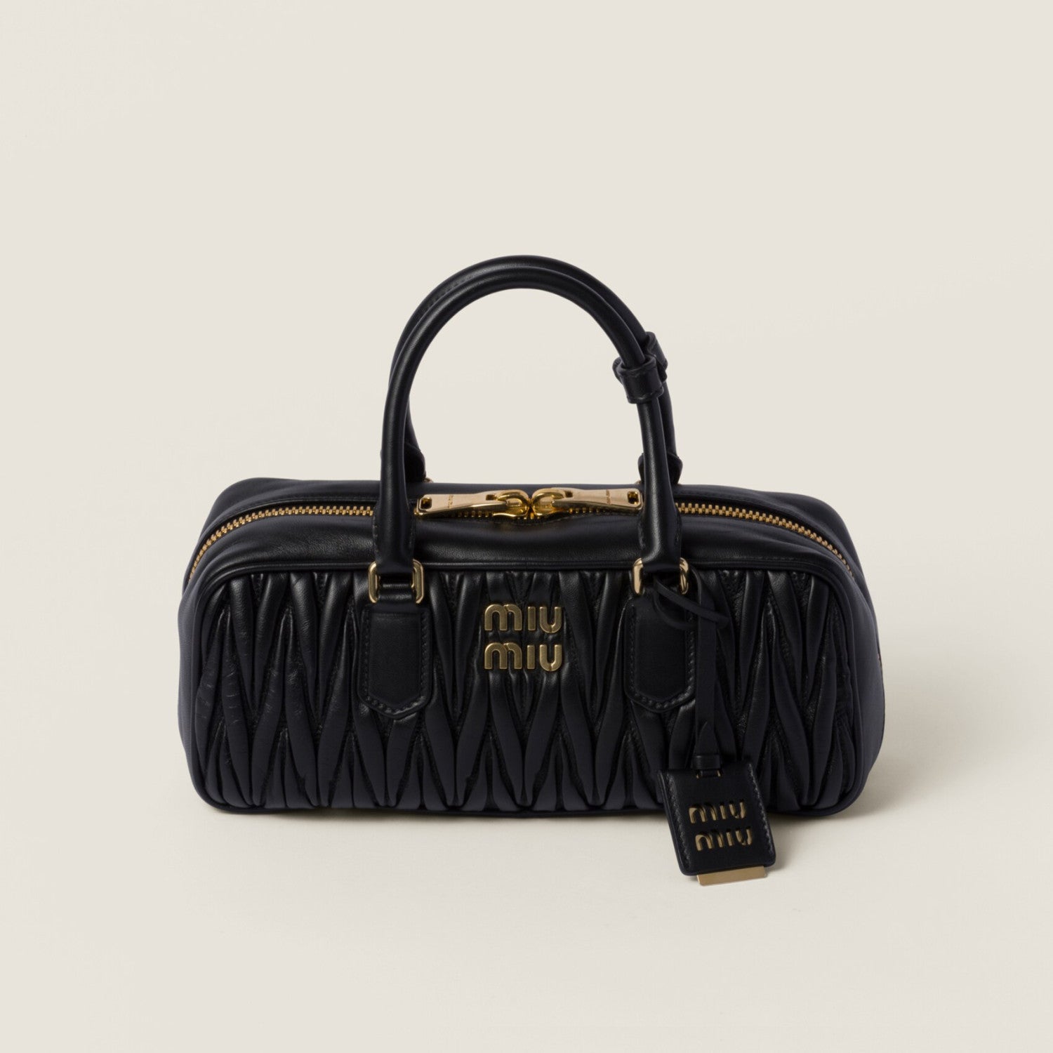 MiuMiu Arcadie matelassé Women's Solid Color Metal Engraved Logo Zipper Closure Leather Shoulder Bag Crossbody Tote Bags #77354