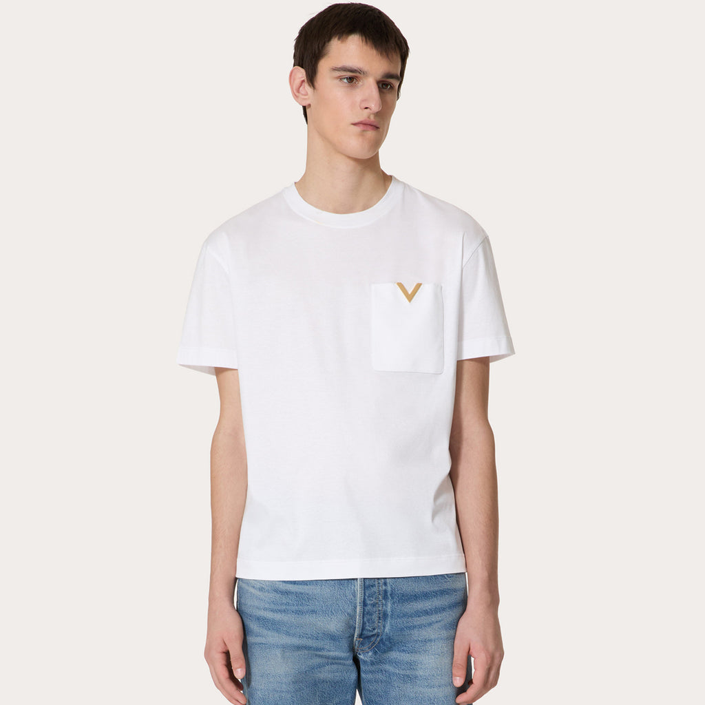 Valentino Men's Spring Summer Cotton Short Sleeve Fashion Casual Pocket Solid Color Simple T-Shirt Ngvp#8768