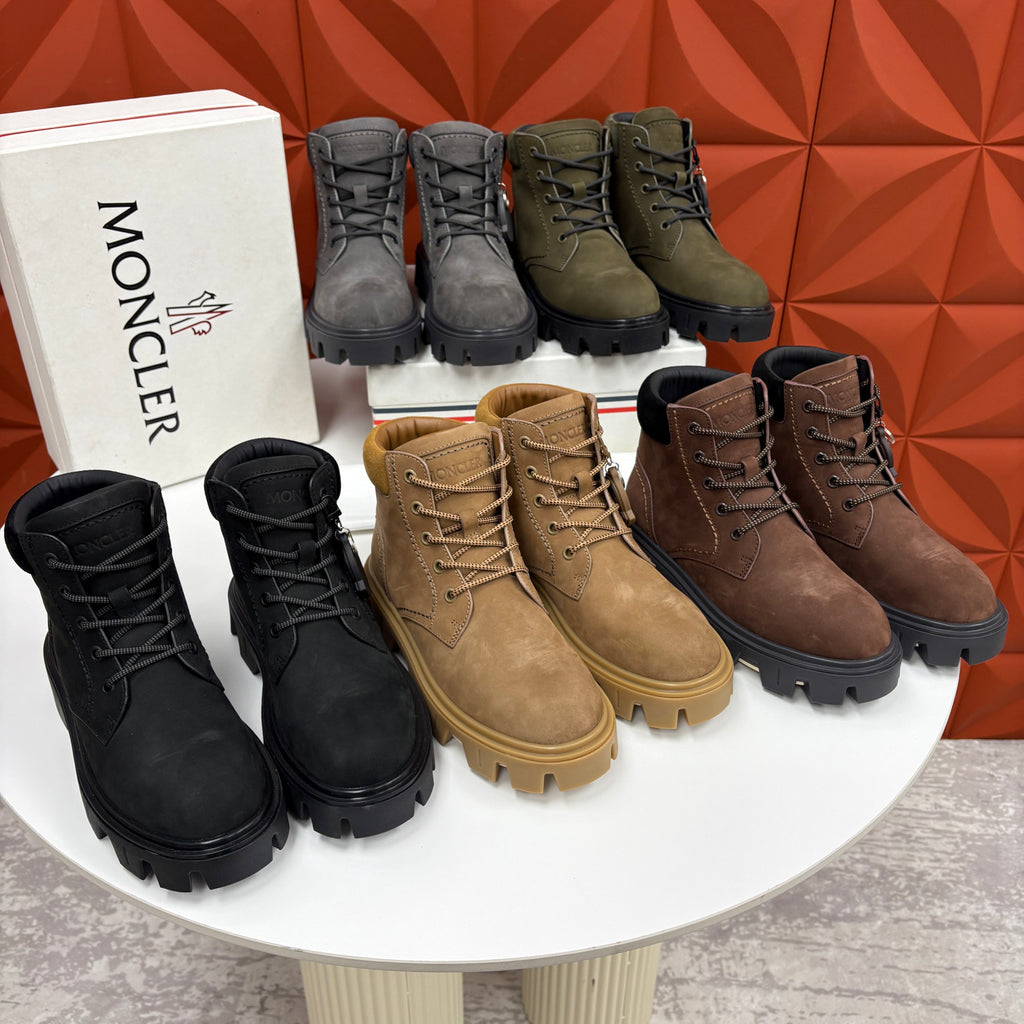 Moncler Black Peak City Nubuck Suede Lace-Up Boots #336113