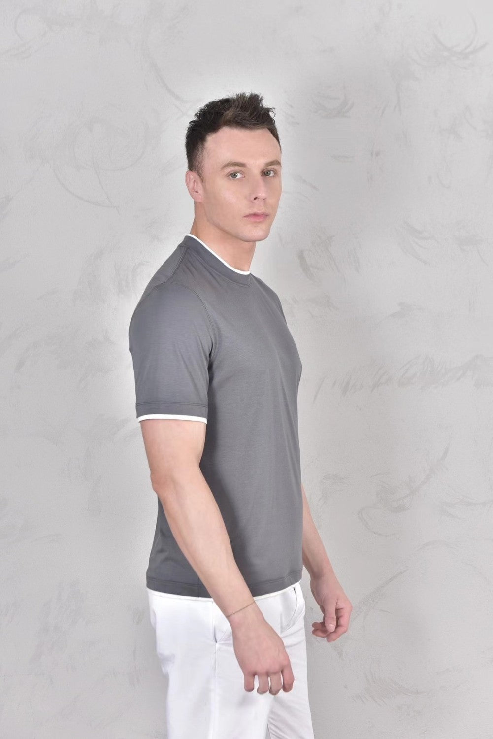 Brunello Cucinelli Men's Spring And Summer Fashion Trend Color Blocking Classic Short-sleeved Comfortable Positive Shoulder Round Neck T-shirt Tops #99379