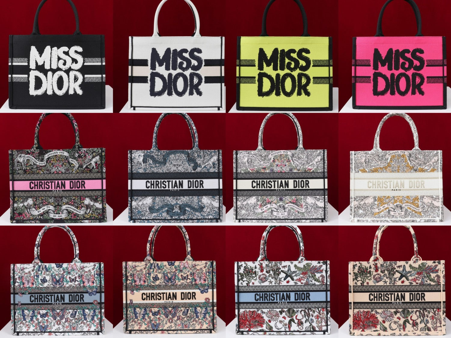 Dior Book Tote Women's Pattern Printed Embroidered Letter Printed Tweed Canvas Tote Bag Bags (please Contact Customer Service For Colour Selection Before Purchase) #76615