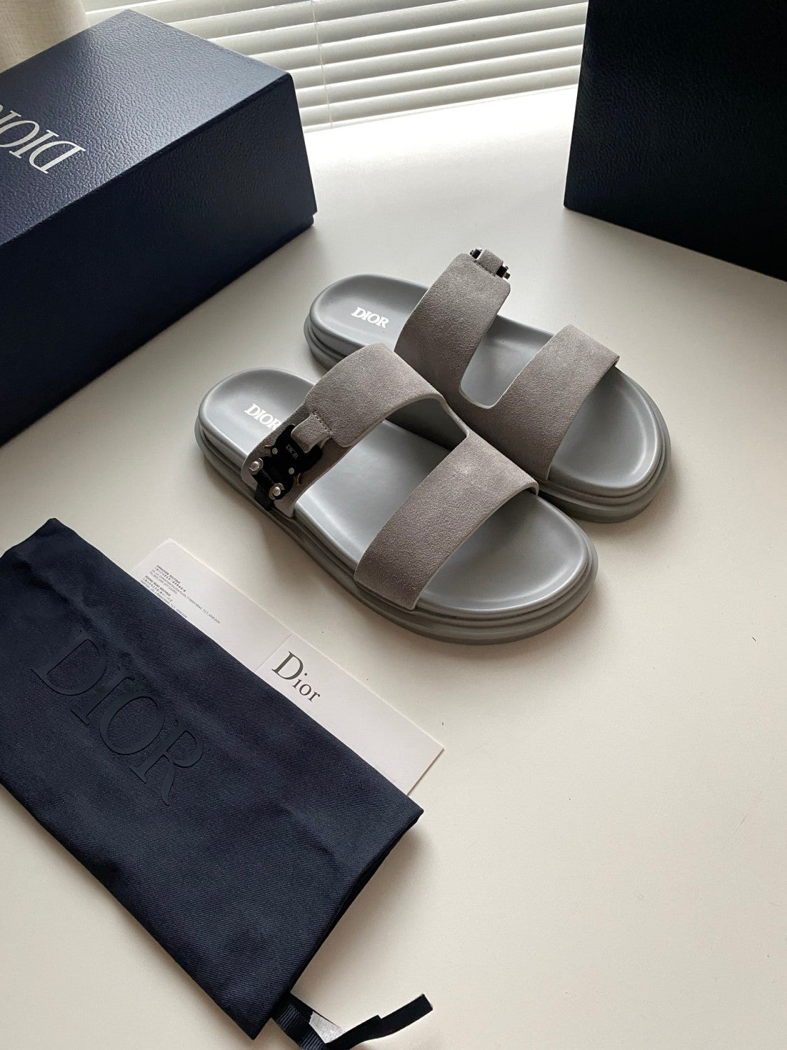 Dior Aqua Men's Summer Solid Color Suede Buckle Sandals Shoes #77184