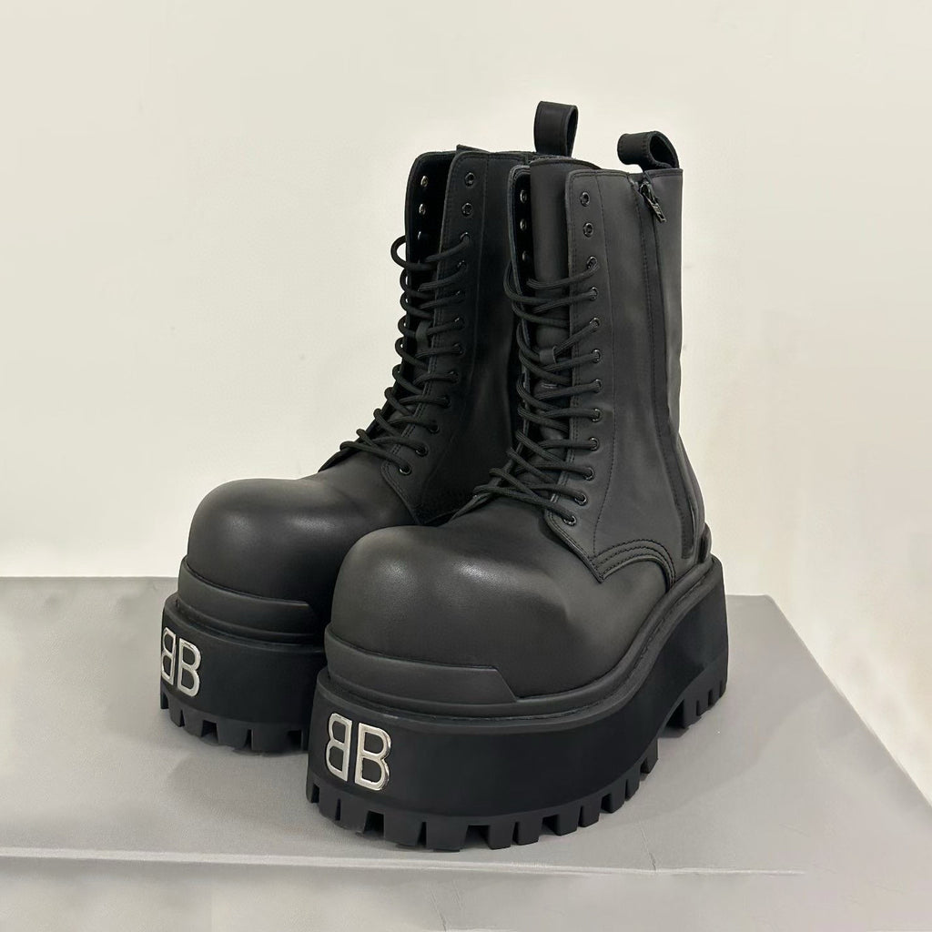 Balenciaga Men's And Women's Fall/winter Fashion Casual Round Toe Sleeveless Zipper Lace Up Thick Sole Martin Boots Short Boots Shoes #79318