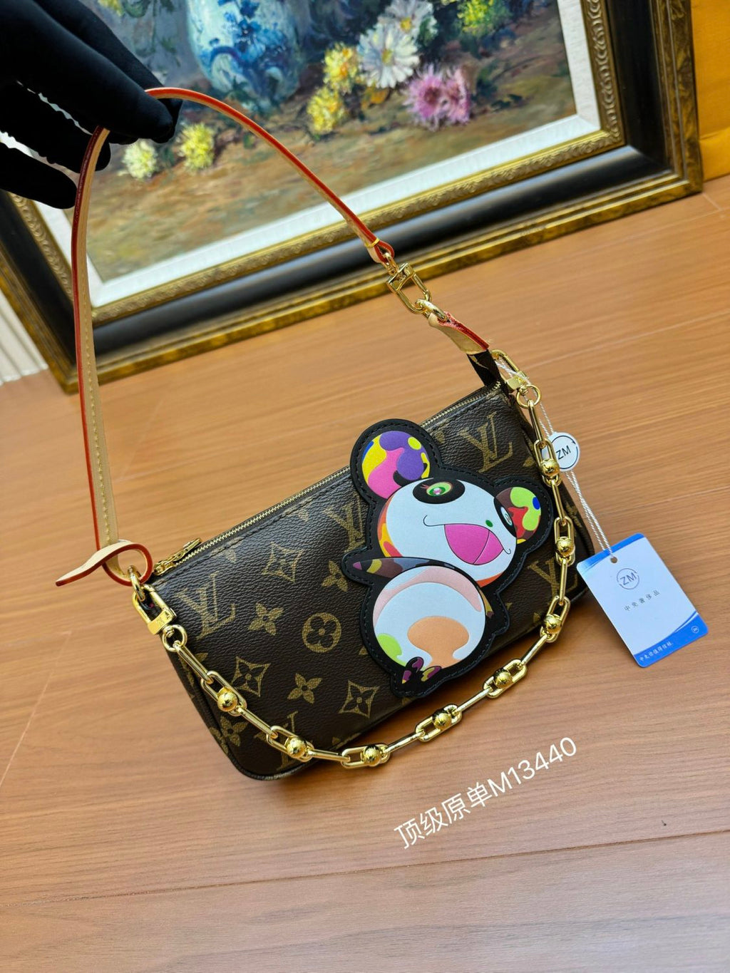 Louis Vuitton Women's Pochette Accessoires Handbag Logo Full Printed Solid Color Cowhide Casual Shoulder Bag Bags #75414