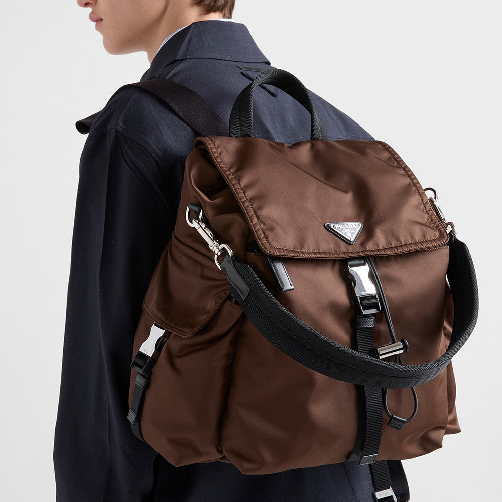 PRADA Black Prada Explore Re-nylon And Leather Backpack #378298