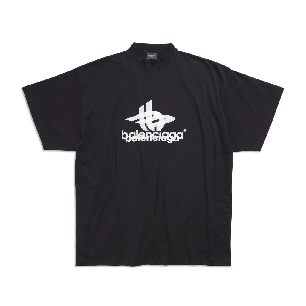 Balenciaga Men's and Women's Summer Letter Printed Cotton Round Neck Black Loose Fit Short Sleeve T-Shirt #98977
