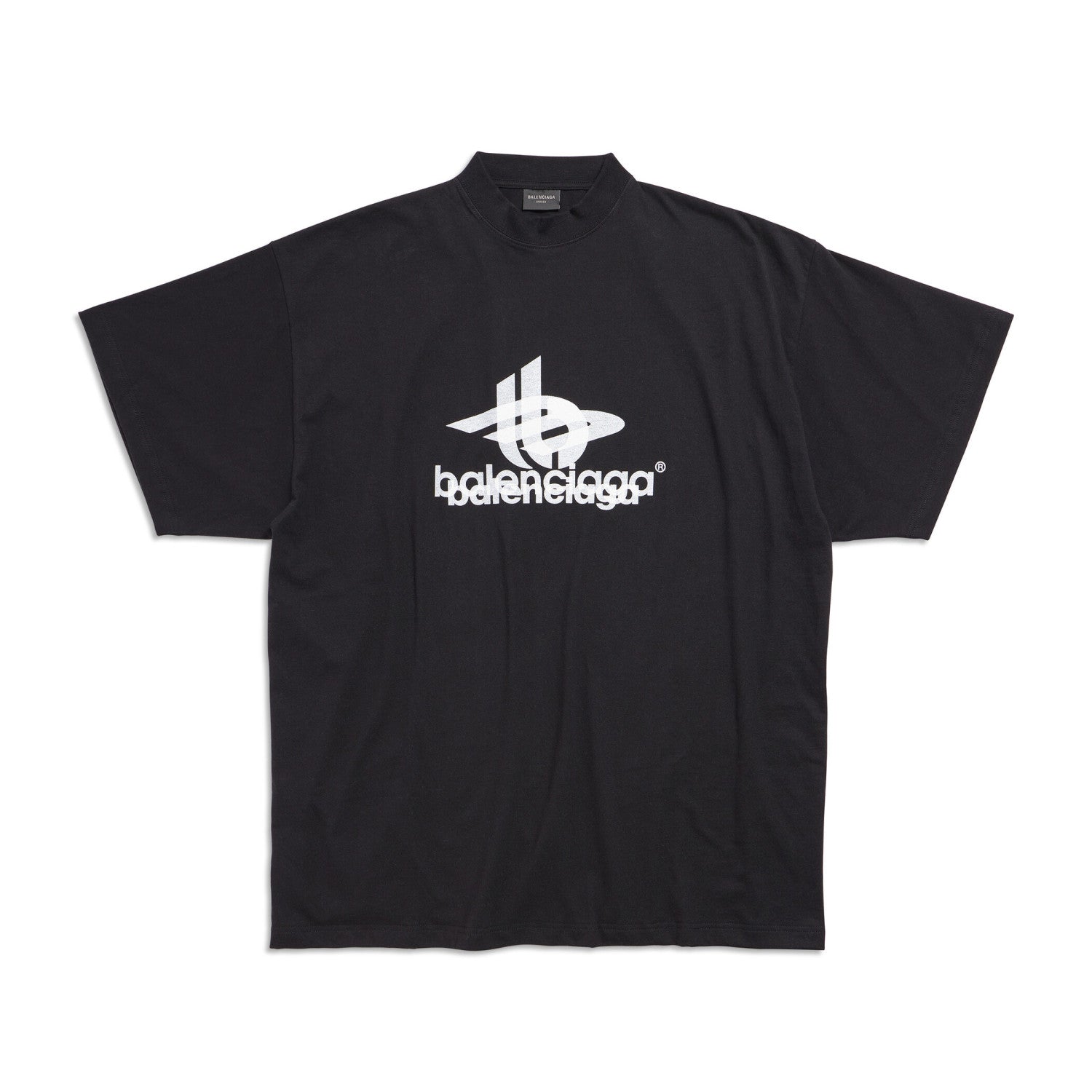 Balenciaga Men's and Women's Summer Letter Printed Cotton Round Neck Black Loose Fit Short Sleeve T-Shirt #98977