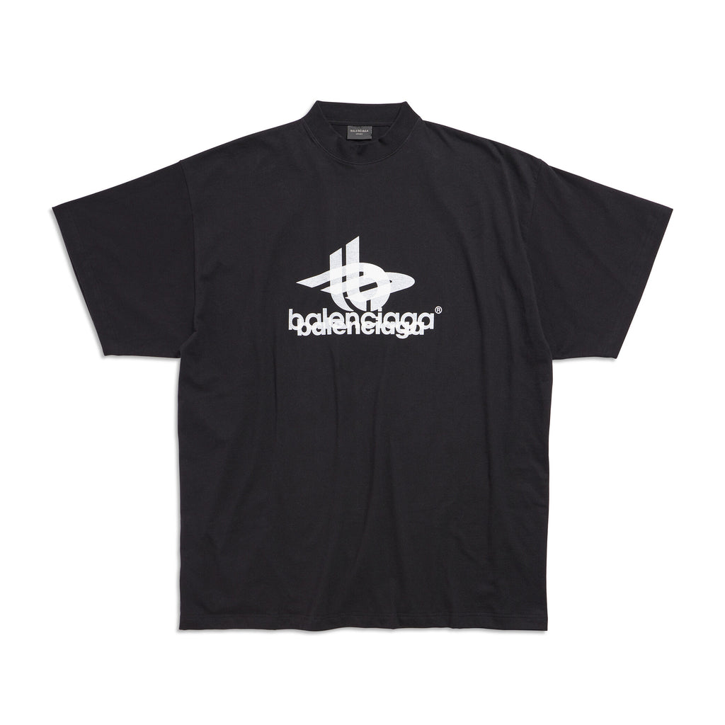 Balenciaga Men's and Women's Summer Letter Printed Cotton Round Neck Black Loose Fit Short Sleeve T-Shirt #98977
