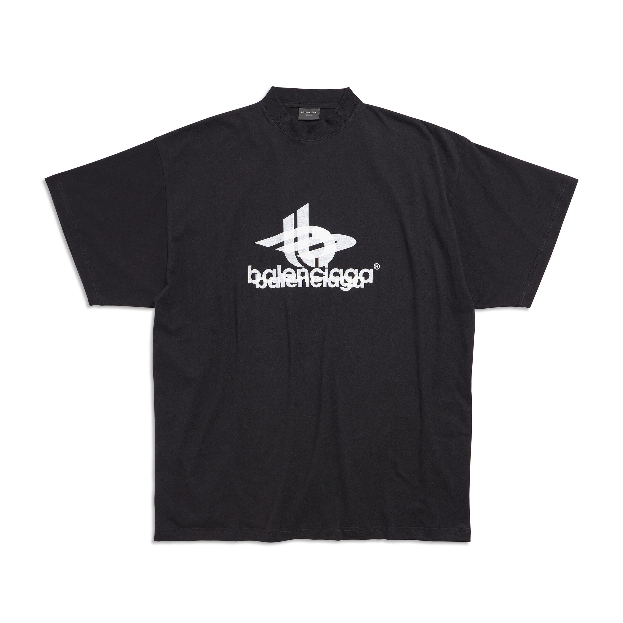 Balenciaga Men's and Women's Summer Letter Printed Cotton Round Neck Black Loose Fit Short Sleeve T-Shirt #98977