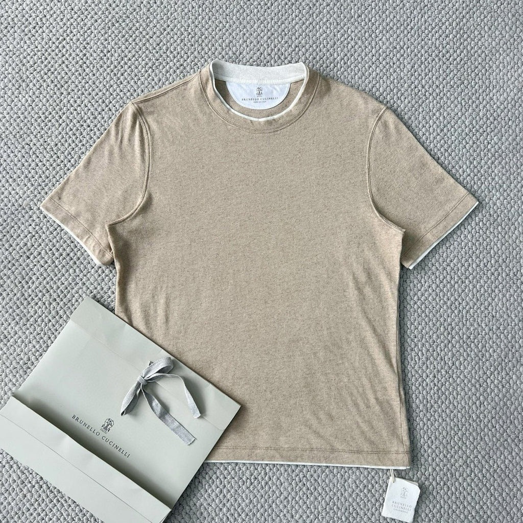 Brunello Cucinelli Men's Summer Solid Color Round Neck Cotton Short Sleeve T-Shirt #76657
