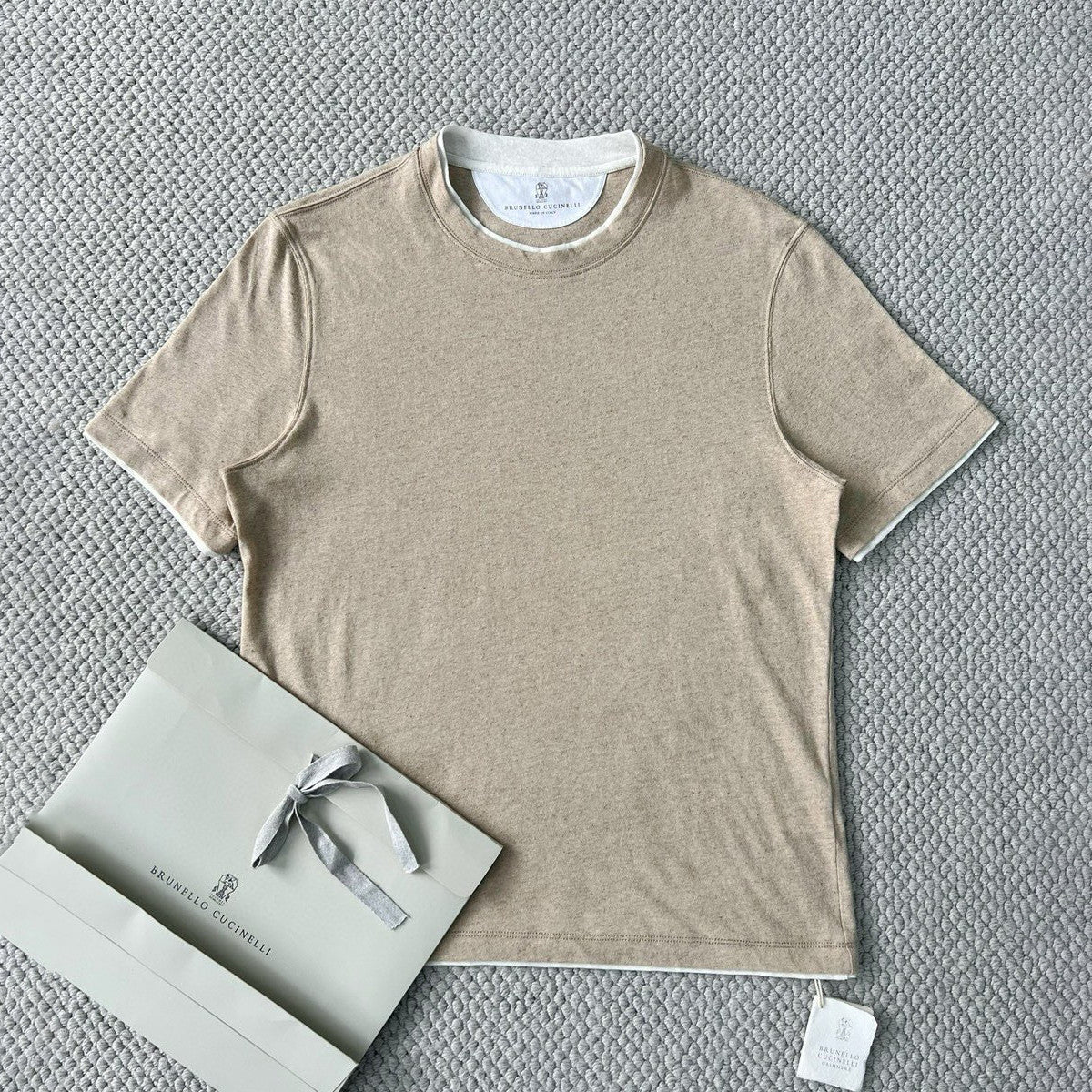 Brunello Cucinelli Men's Summer Solid Color Round Neck Cotton Short Sleeve T-Shirt #76657