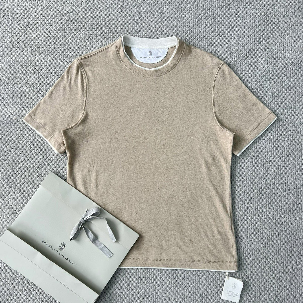 Brunello Cucinelli Men's Summer Solid Color Round Neck Cotton Short Sleeve T-Shirt #76657