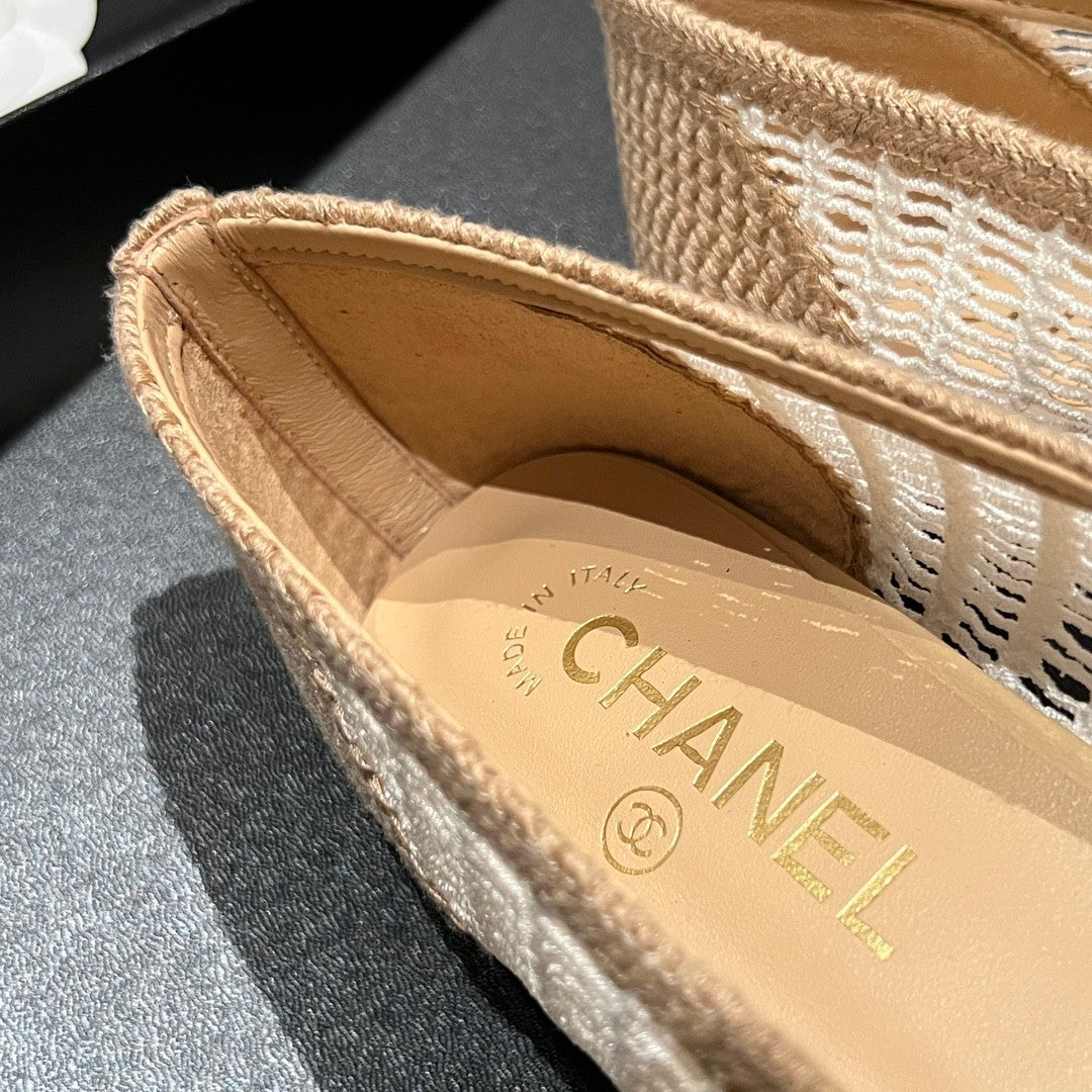 Chanel Women's Summer Colour-Block Knitted Casual Ballet Flats Shoes #76994