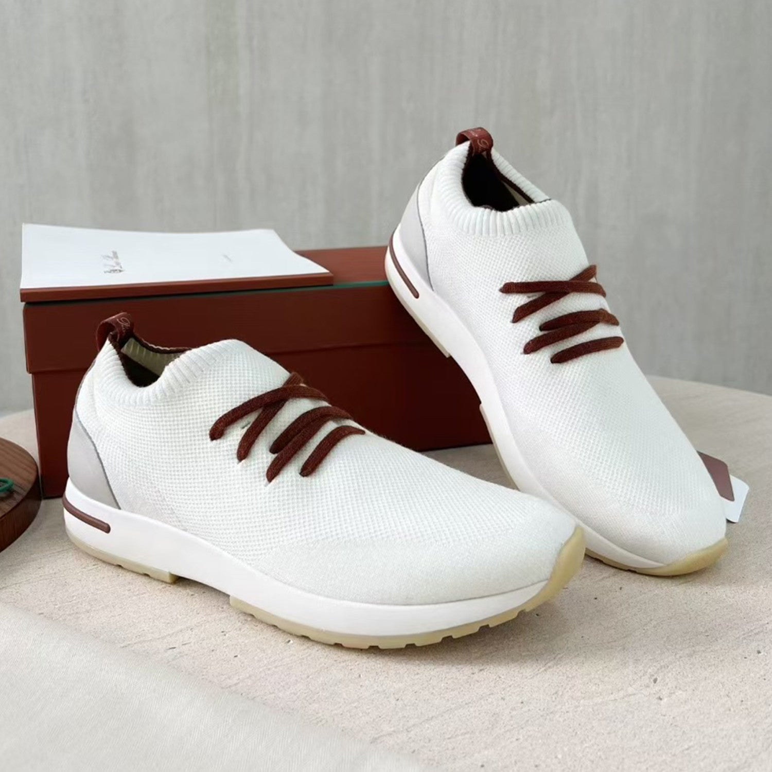 Loro Piana 360 Lp Flexy Walk Men's Autumn/winter Sports Shoes Two-tone Fashion Luxury Knit Comfortable Casual Footwear Ngvp #2435