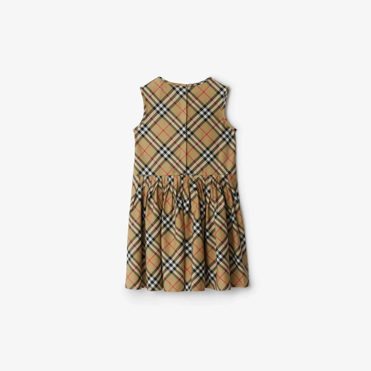 Burberry Kid's Summer Plaid Full Print Cotton Round Neck Short Pleated Sleeveless Dress #31313