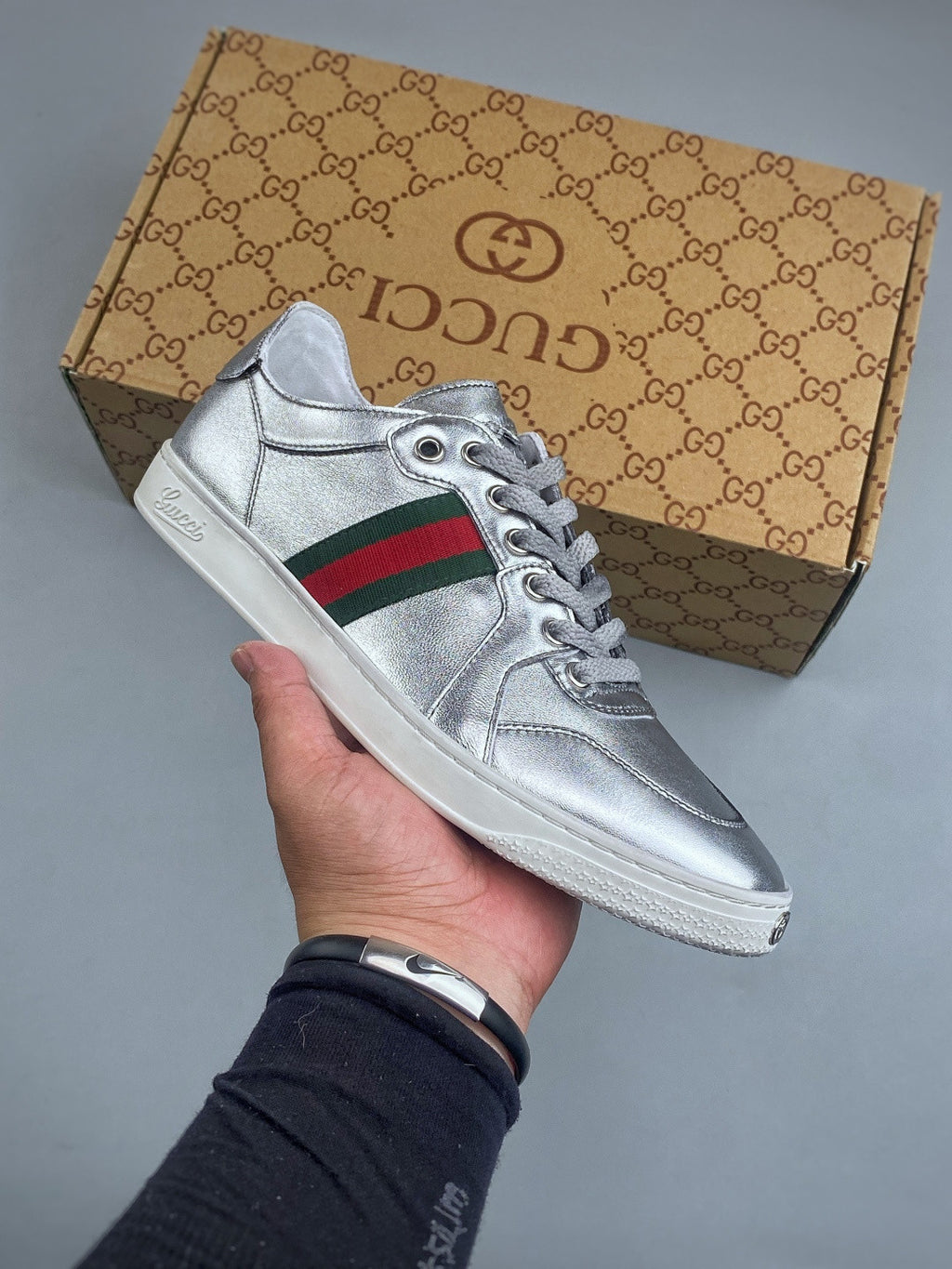 GUCCI Men's Stretch Low-top Sneaker in Sand and  GG canvas #383928