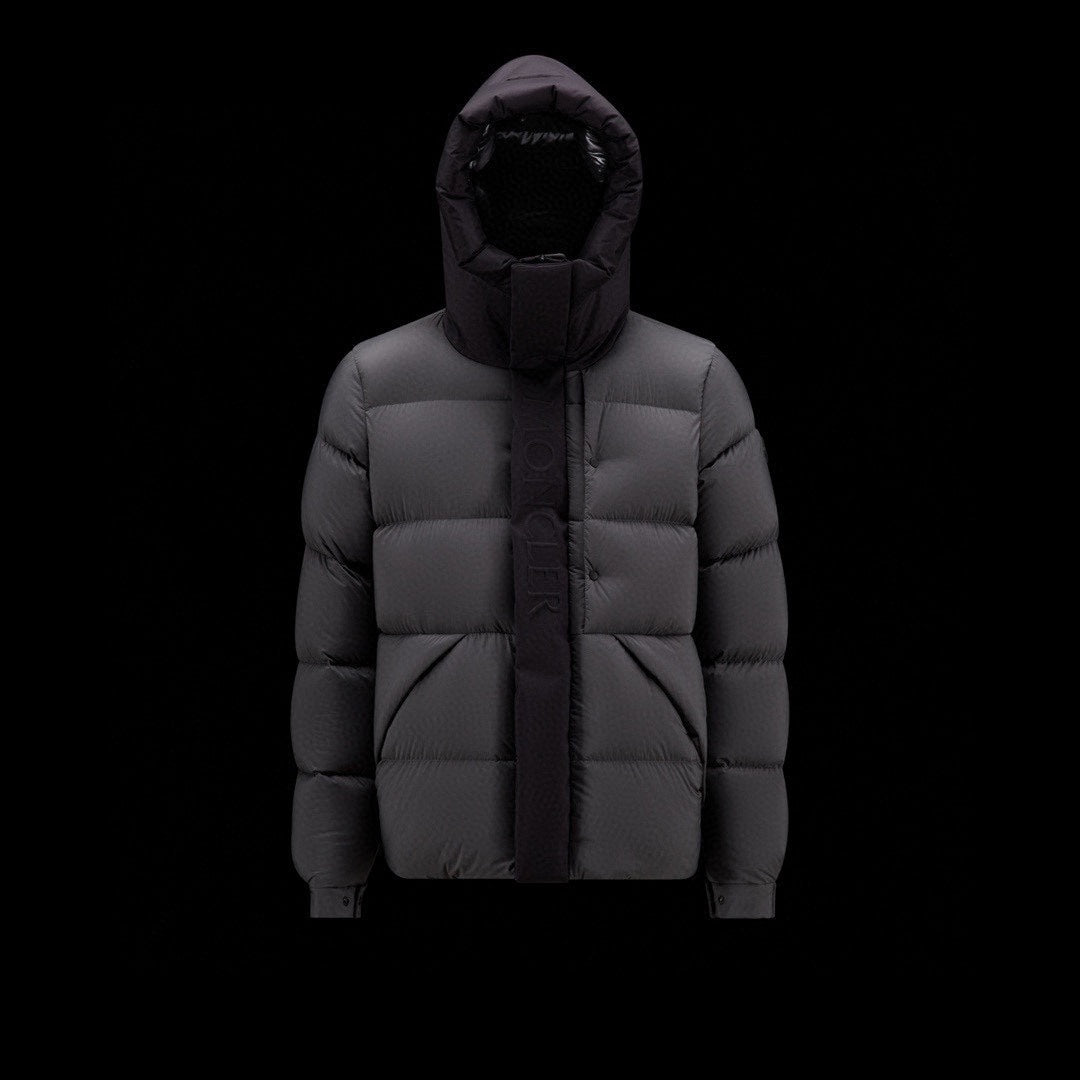 Moncler Men's Winter Letter Logo Embroidery Zipper Hooded Short Puffer Down Long Sleeve Jacket #73486