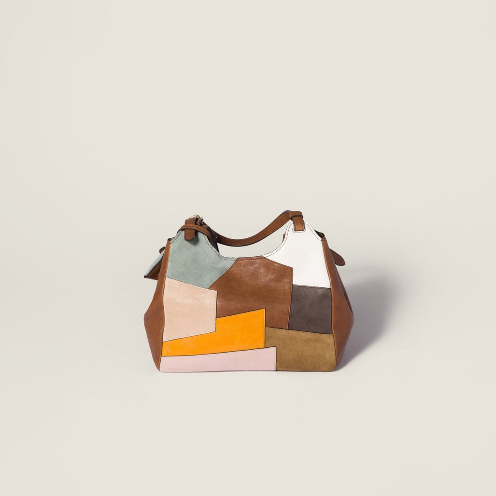 MiuMiu Patchwork Leather Bag Oak Brown Color Matching #333001