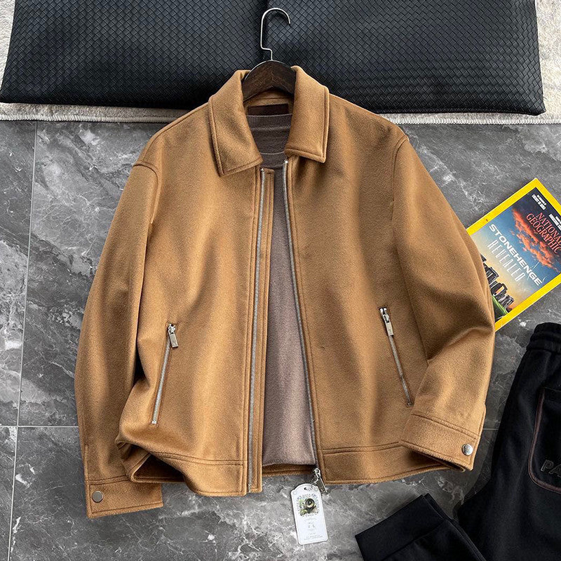 Berluti Men's Autumn And Winter Fashion Trend Casual Solid Color Jacket Long Sleeve Lapel Zipper Wool Jacket Ngvp #7584