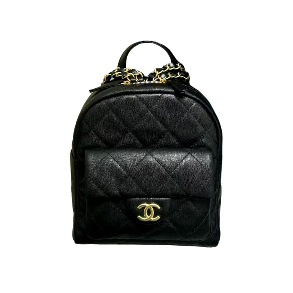 Chanel Women's Fashion Classic Solid Color Double Zip Leather Logo Backpack With Chain Straps Bag Bags AS5793-B22082-94305 #79454