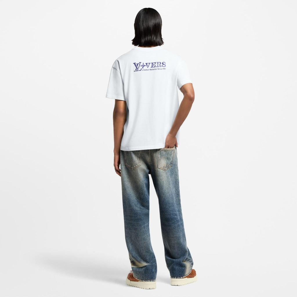 Louis Vuitton Men's Summer Embellished Graphic Cotton Crew Neck Short Sleeve T-Shirt #71829