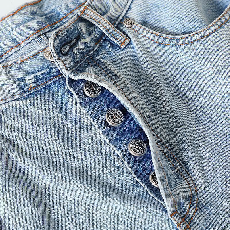 Chrome Hearts Light Blue Graffiti Jeans Pants #96564