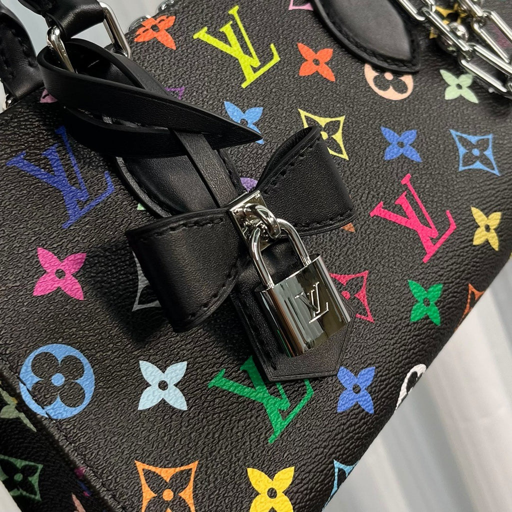 Louis Vuitton Lv X Tm Onthego East West Chain Women's Removable Shoulder Strap Zipper Closure Colorful Monogram Printed Printed Coated Canvas Leather Trimmed Shoulder Crossbody Bag Bags #75561