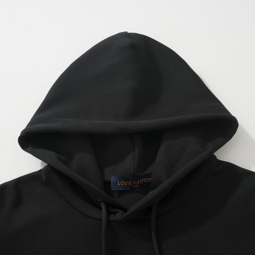 Louis Vuitton Men's Spring and Autumn Solid Color Beaded Logo Letter Long Sleeve Hooded Sweatshirt #74489