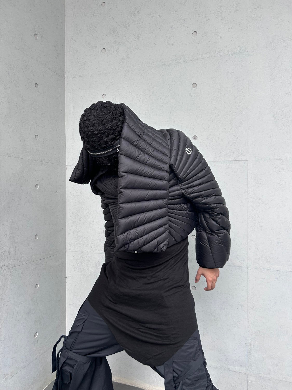Moncler x Rick Owens Men Women Winter Solid Color Detachable Neck Collar Short Long Sleeve Puffer Down Jacket Black Fit Coat #8825