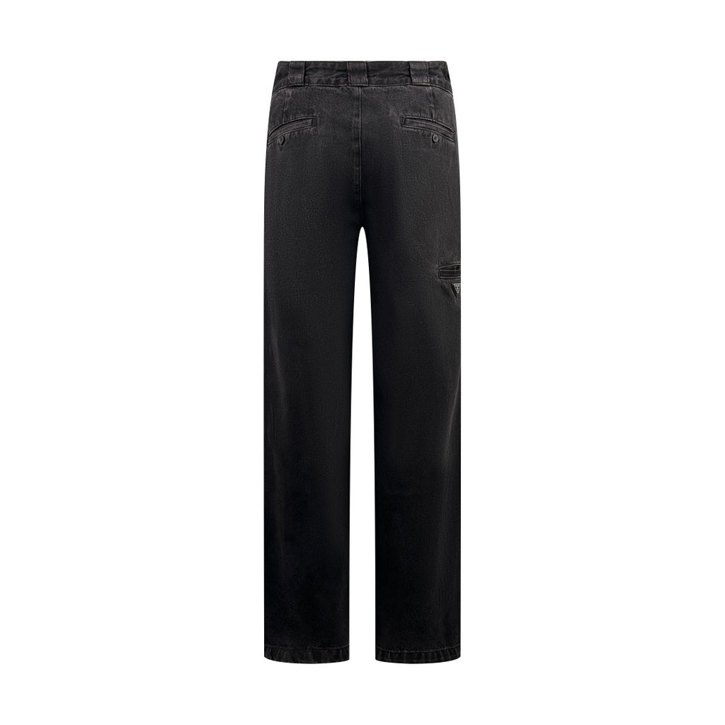 Prada Men's Spring and Autumn Solid Color Mid Waist Button Loose Jeans Pants #74355