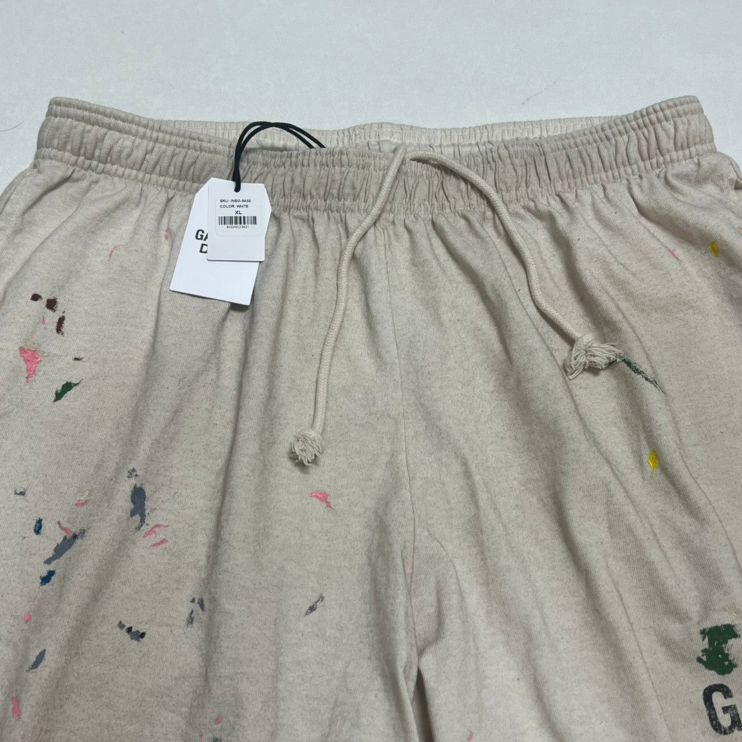 Gallery Dept Men's Summer Splash Pattern Letter Print Cotton Stretch Waist Tie Casual Shorts #77189