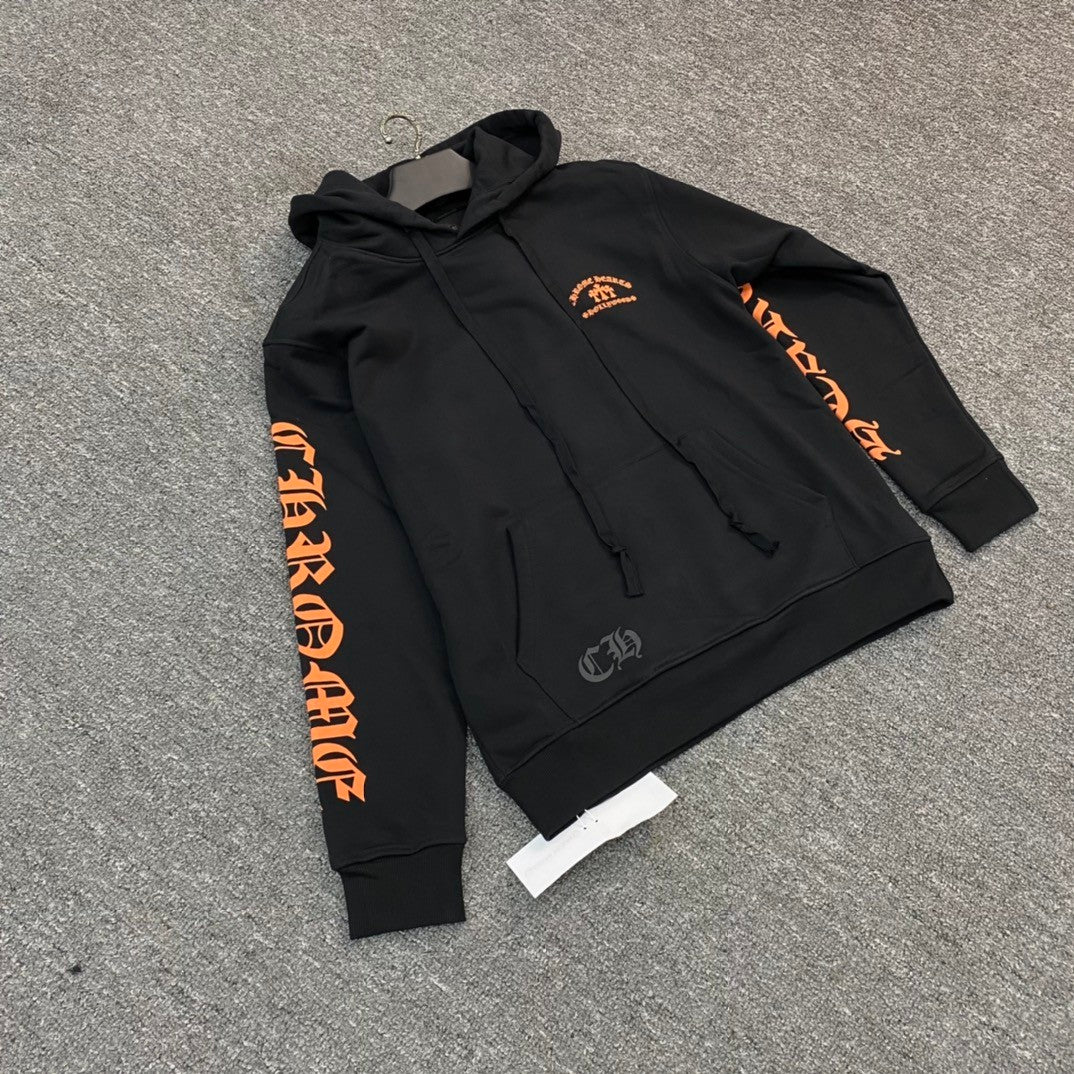 Chrome Hearts Men's Spring & Fall Black Logo Print Zipper Long Sleeve Hooded Sweatshirt Jacket #73124