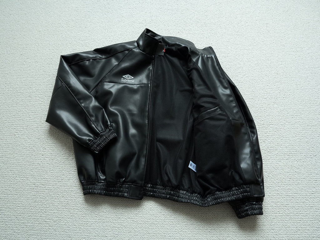 Supreme Men's And Women's  Spring/fall Fashion Casual Solid Color High Neck Zipper Front Embroidered Logo Leather Jacket #79518