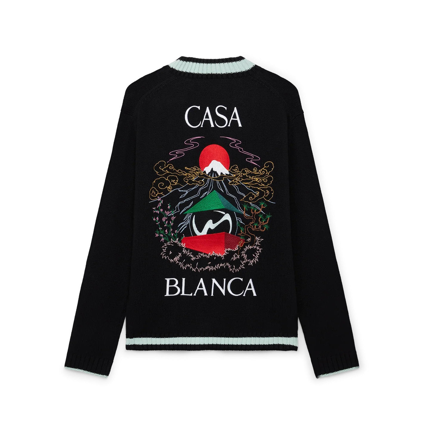 Casablanca Casa Mountain Temple Cardigan Men's And Women's Spring/autumn Fashion Casual Embroidered Badge V Neck Single Breasted Knitted Cardigan #78324