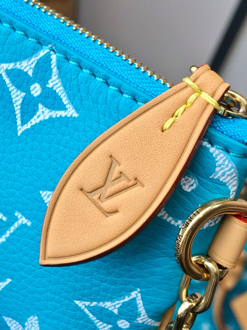 Louis Vuitton Women's Fashion Classic Lake Blue Logo Zipper Closure Leather Shoulder Bag Handbags In Small Medium And Large Sizes Crossbody Bag Bags #78664