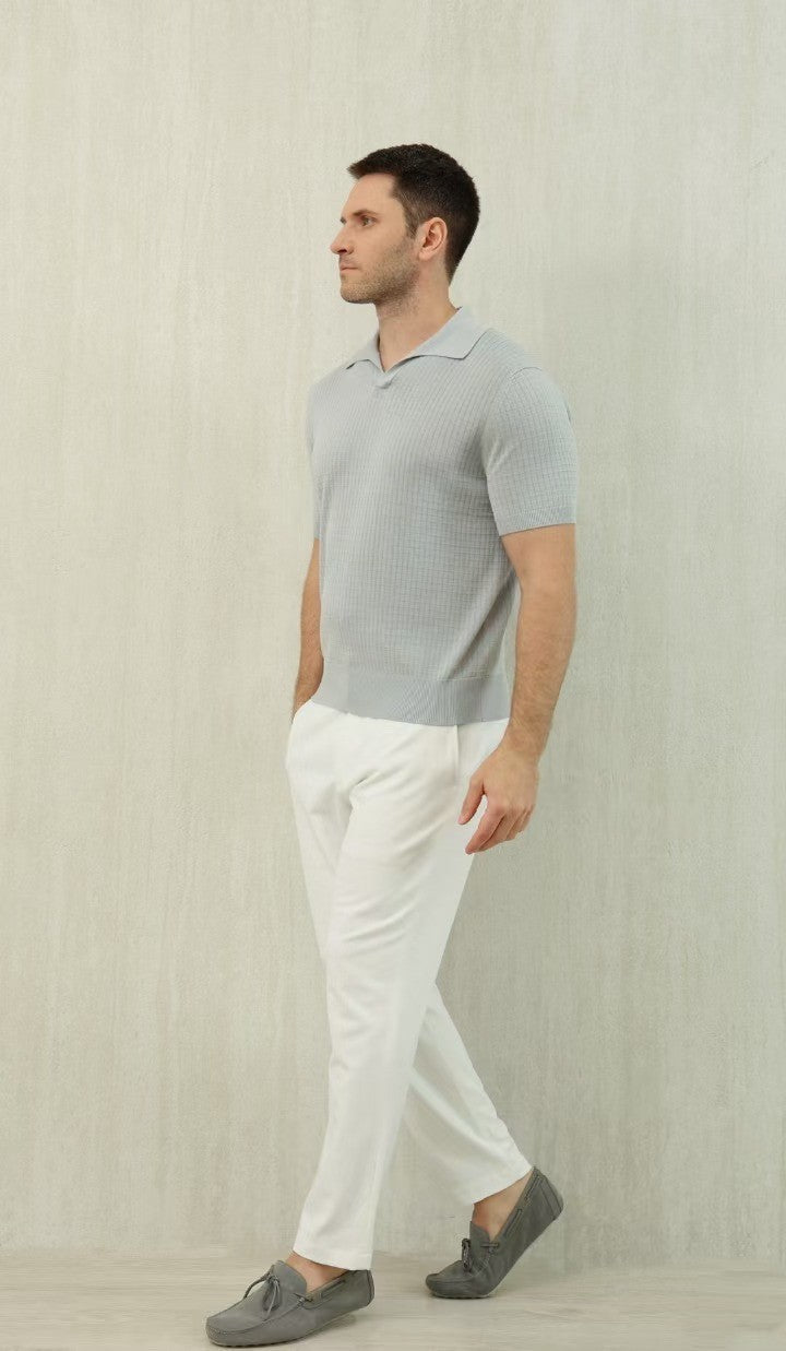 Loro Piana Men's Summer Refreshing Thin Knitted Lapel Short-sleeved Top Multicoloured Fashion Comfortable Temperament T-shirt Ngvp #9956