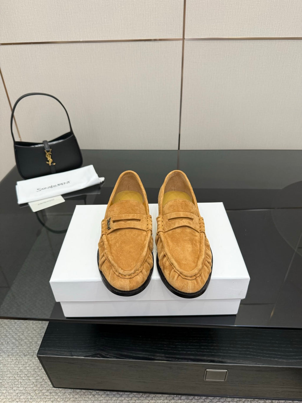 Saint Laurent Women's Autumn/Winter Fashion Casual Sheepskin Suede Round Toe Slip On Flat Loafers Casual Shoes #78376