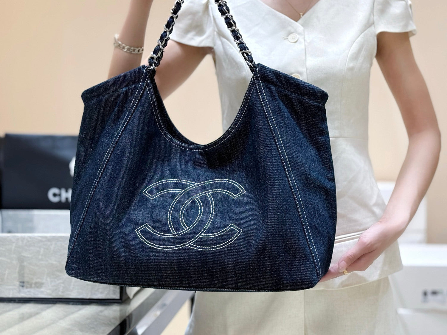 Chanel Vintage Denim Shopping Tote #295664