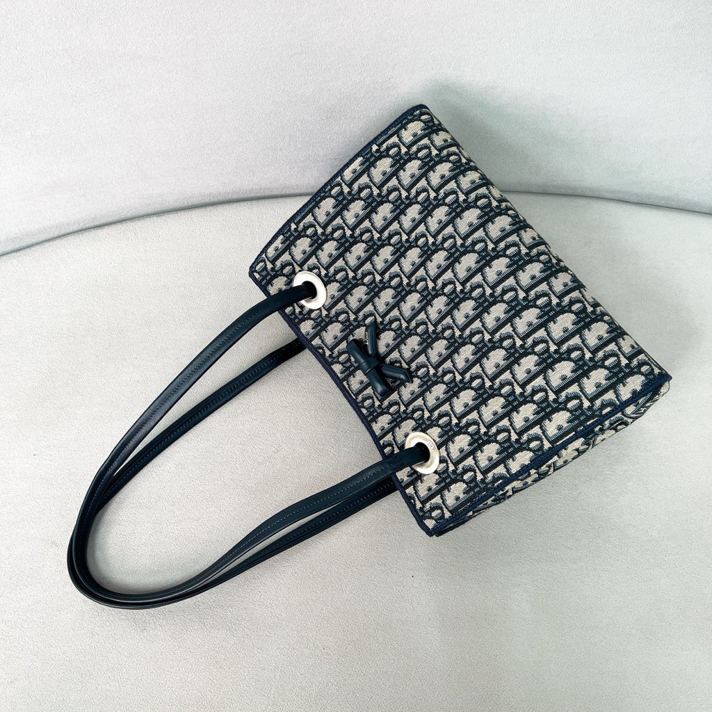 DIOR Small Dior Promenade Shopping Bag Blue Dior Oblique Jacquard #376636