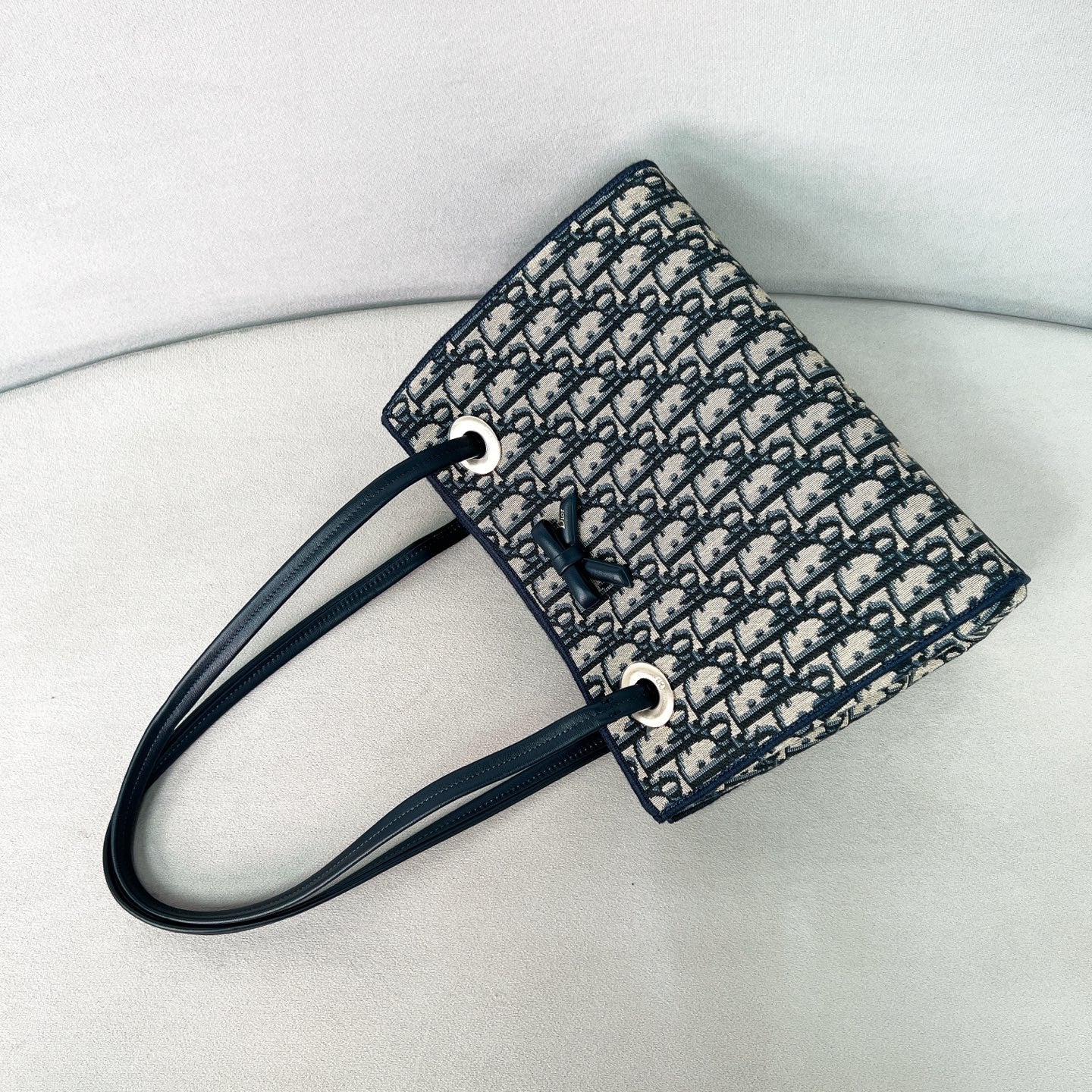 DIOR Small Dior Promenade Shopping Bag Blue Dior Oblique Jacquard #376636
