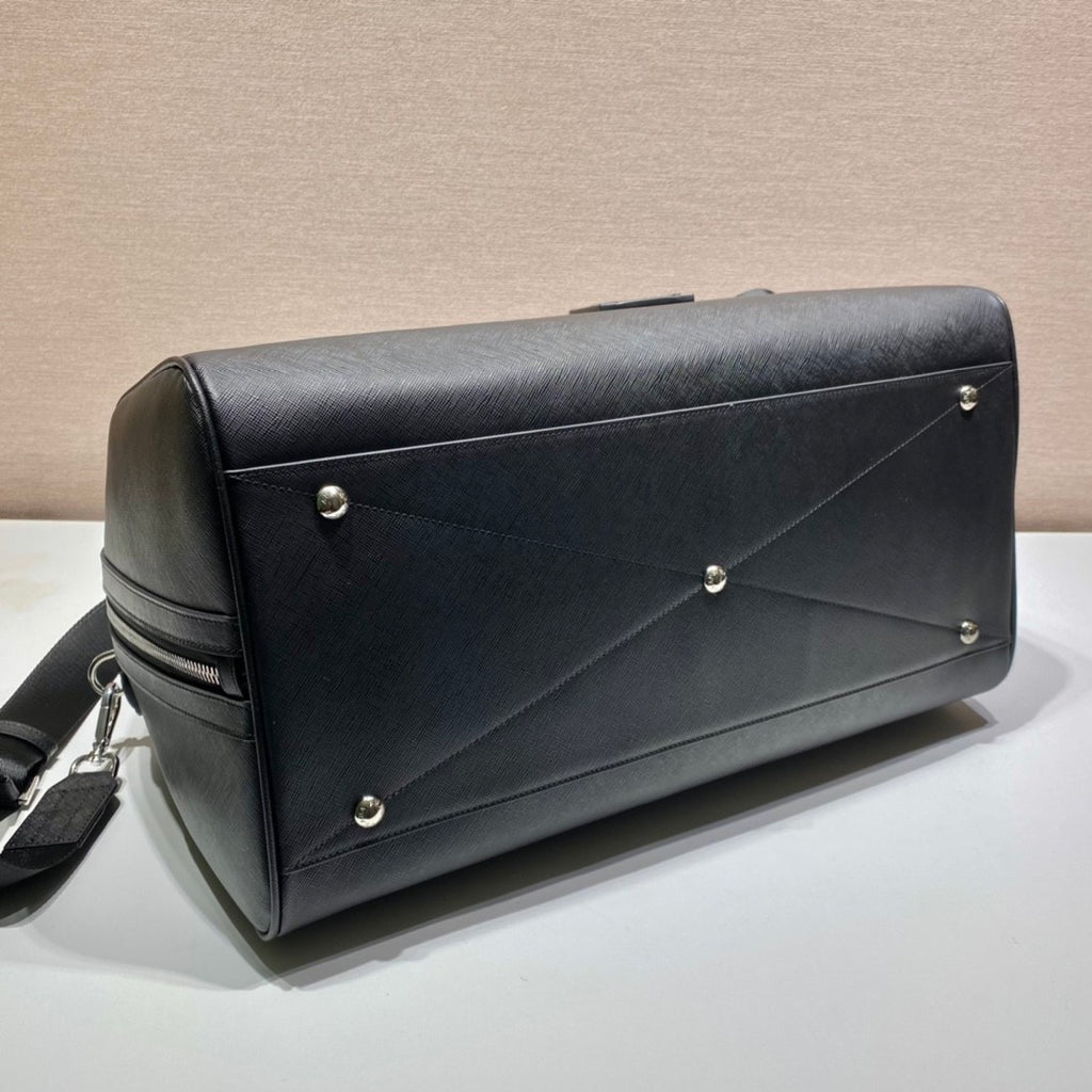 PRADA Black Saffiano Leather Travel Bag #379101