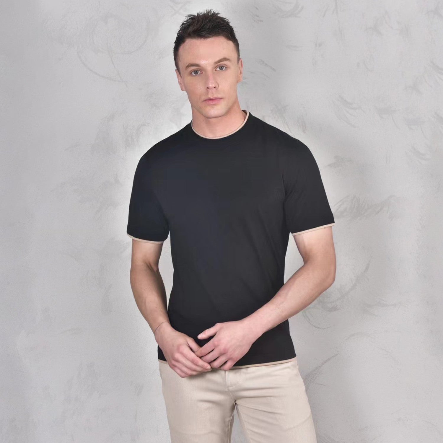 Brunello Cucinelli Men's Spring And Summer Fashion Trend Color Blocking Classic Short-sleeved Comfortable Positive Shoulder Round Neck T-shirt Tops #99379