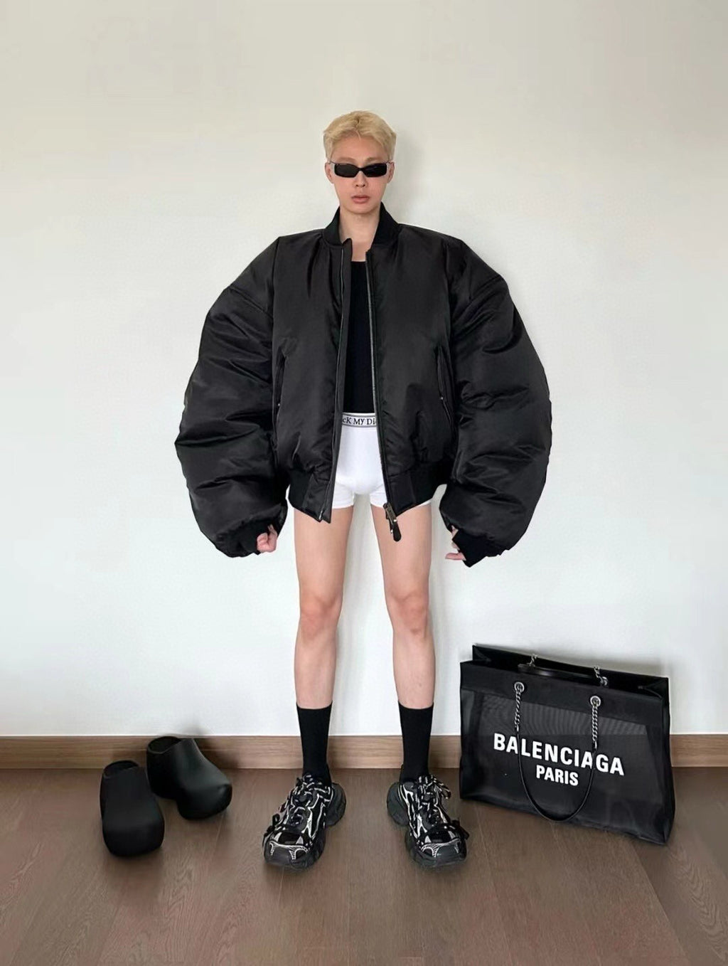 Balenciaga Men's Solid Color Casual Zipper Short Bomber Pilot Jacket Loose Spring And Autumn Baseball Collar Long Sleeve Coat Ngvp #2124
