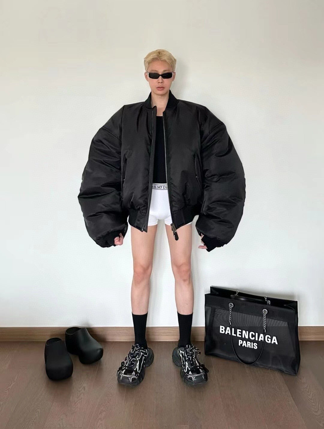 Balenciaga Men's Solid Color Casual Zipper Short Bomber Pilot Jacket Loose Spring And Autumn Baseball Collar Long Sleeve Coat Ngvp #2124