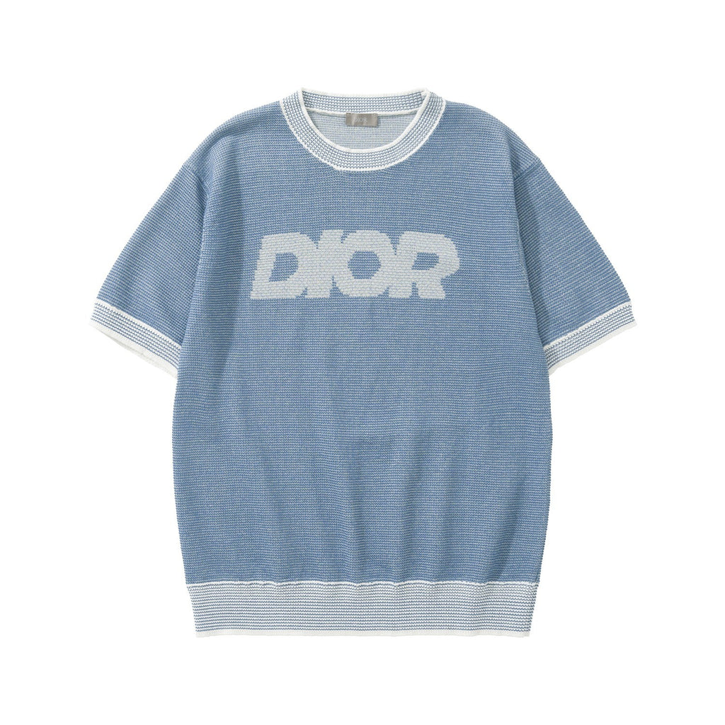 Dior Men's Summer Logo Print Round Neck Cotton Knit Short Sleeve T-Shirt #99691