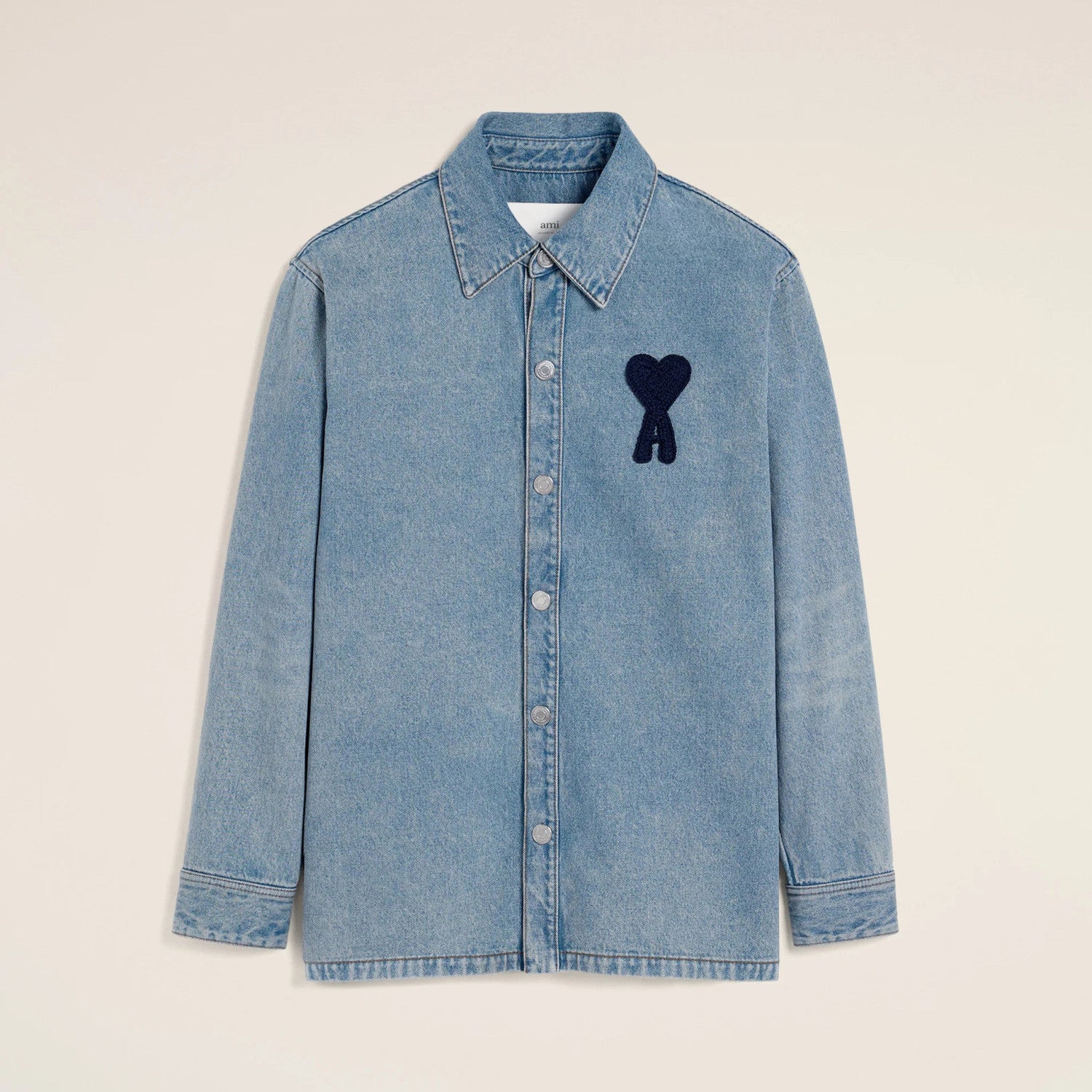 Ami Men's And Women's Spring And Fall Solid Color Embroidered Logo Single Breasted Long Sleeved Denim Jacket #76447