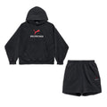 Balenciaga PUMA HOODIE Men's And Women's Spring/Fall Fashion Casual Faded Washed Hooded Pullover Long-Sleeve Sweatshirt Sweatpants Set with Elastic Waistband Faded Washed Shorts Suit Set #78813