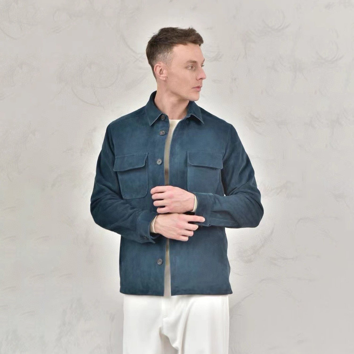 Loro Piana Men's Spring And Fall Fashion Lapel Suede Single-breasted Casual Temperament British Work Wind Jacket Ngvp #7928