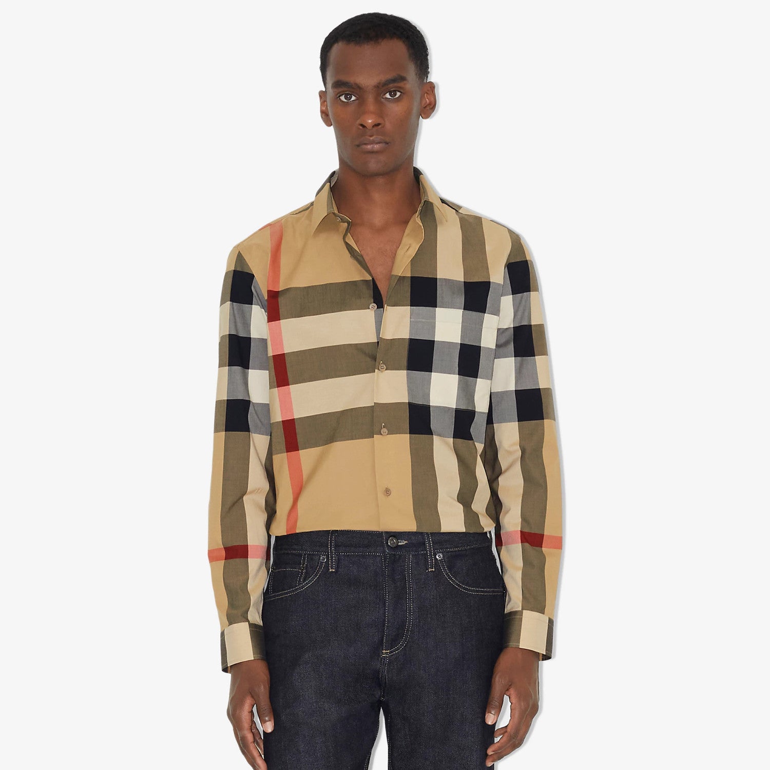 Burberry Men's Spring/Summer Checkered Print Single-Breasted Long-Sleeved Shirt #77498